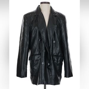 Pistola Black Double-Breasted Black Vegan Leather Blazer